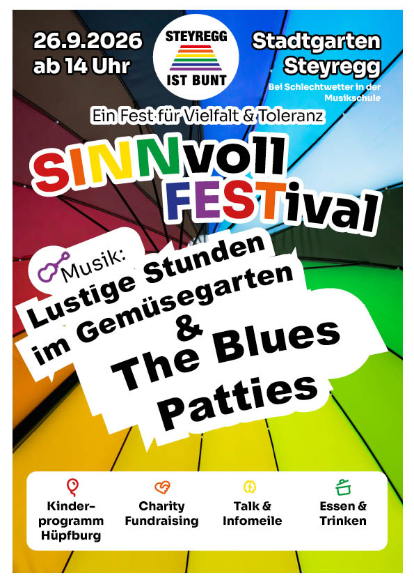 Am 26. September feiern wir das SINNvoll Festival mit Livebands, kurzen Vorträgen, Essen und Getränken. Sinn Fests ist eine Spendensammelaktion für Aktivitäten zur Stärkung der Demokratie.